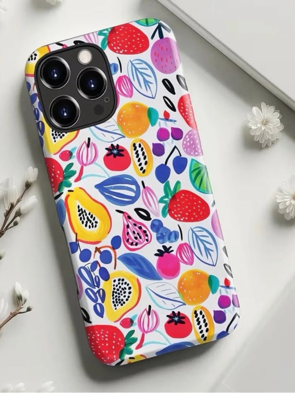 Fruity Delight iPhone 16 Pro Case Cute Hard Shell + Silicone Cover Protective